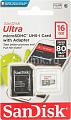 Карта памяти SanDisk micro SDHC 16Gb Ultra 10 Class UHS-I+ADP