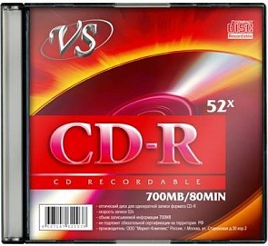Диск VS CD-R 80 52х в конверте